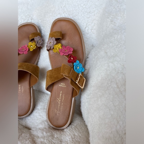 Stylish Floral Leather Sock Sandals in Brown and Multicolor by Avellino Women's - Picture 10 of 12